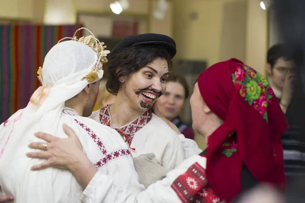 Belarus Gomel Novembro 2018 Reconstrução Casamento Belarusian Velho Étnico — Fotografia de Stock