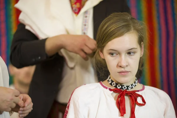 Belarus Gomel Novembro 2018 Reconstrução Velho Casamento Bielorrusso Étnico — Fotografia de Stock