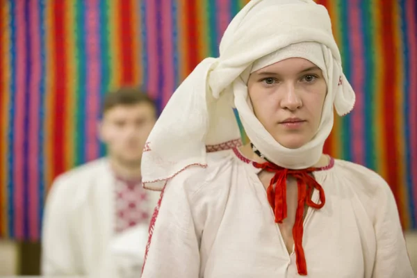 Belarus Gomel Novembro 2018 Reconstrução Antiga Cerimônia Casamento Eslava Bielorrussa — Fotografia de Stock