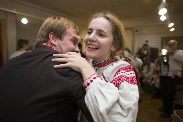 Bielorussia Gomel Novembre 2018 Ricostruzione Vecchio Matrimonio Bielorusso Etnico Ballo — Foto Stock