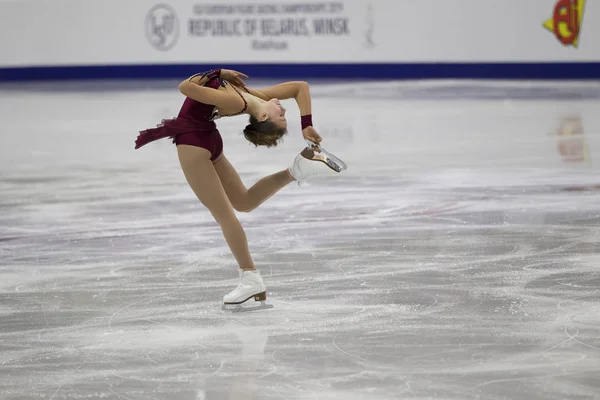 Weißrussland Minsk Eisarena Januar 2019 Europäische Eiskunstlauf Meisterschaft Azerbaijan Eiskunstläuferin — Stockfoto