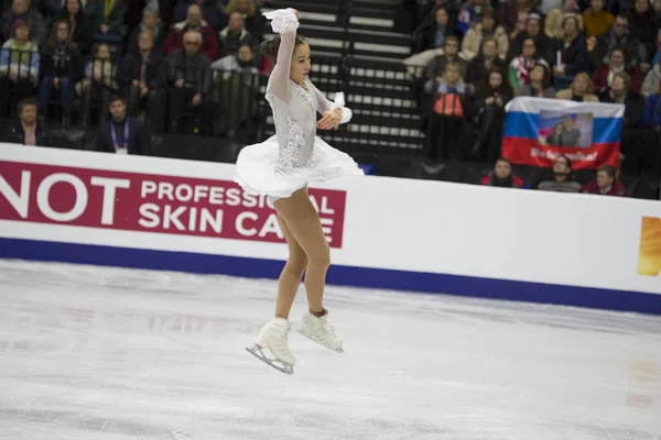 ベラルーシ ミンスク アイス アリーナ 2019 欧州フィギュア スケート Championship Swiss 図ヤスミン貴美子山田スケーター無料のプログラムを実行します — ストック写真