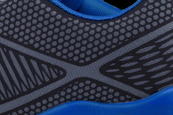 Frammento Sneaker Tessuto Nero Blu Texture Del Materiale Delle Scarpe — Foto Stock