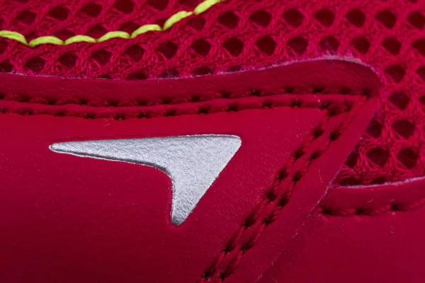 Fragmento Tecido Tênis Vermelho Textura Material Sapatos Esportivos — Fotografia de Stock