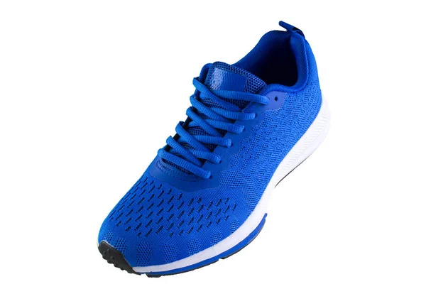 Sneakers. Niebieskie buty sportowe z widokiem na góry — Zdjęcie stockowe