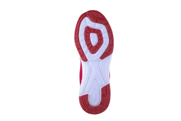 Σόλα Από Κόκκινο Και Λευκό Καουτσούκ Αθλητικά Παπούτσια Λευκό Φόντο — Φωτογραφία Αρχείου
