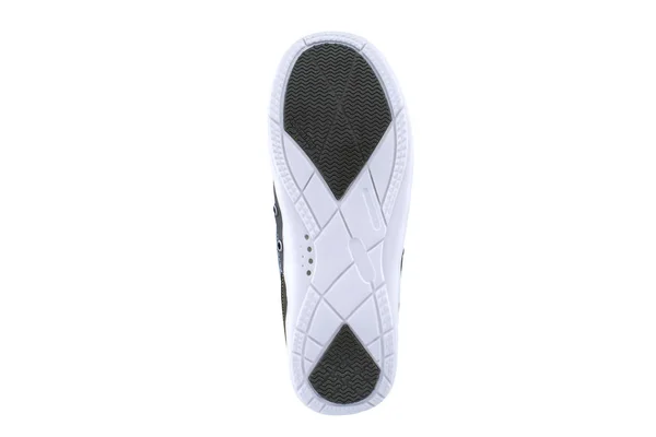 Beyaz Arka Plan Üzerinde Beyaz Çizgili Siyah Taban Spor Ayakkabılar — Stok fotoğraf