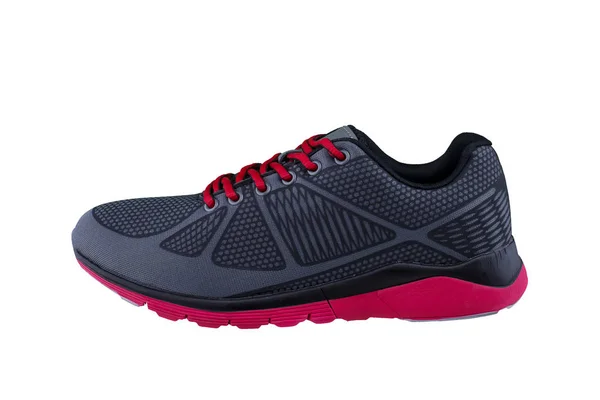 运动鞋粉红色黑色 白色背景的运动鞋侧视图 — 图库照片