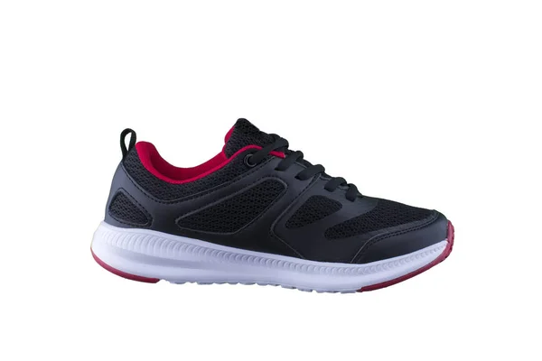 Baskets rose noir. Chaussures de sport vue de côté sur un backgroun blanc — Photo