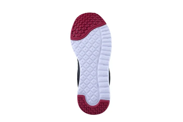 Suela Goma Roja Blanca Con Zapatillas Deporte Sobre Fondo Blanco —  Fotos de Stock