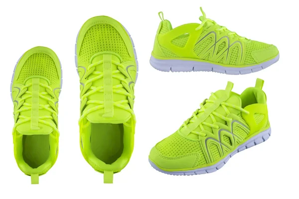 Sneakers bright green.. Sport shoes on a white background top vi — Stock Photo, Image