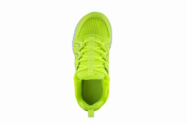 Zapatillas Deporte Verde Brillante Zapatos Deportivos Sobre Fondo Blanco Vista — Foto de Stock