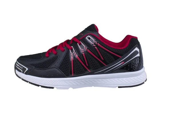 Cipők Fekete Piros Sportcipők Fehér Alapon — Stock Fotó