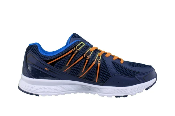 Zapatillas Azules Con Cordones Naranjas Zapatos Deportivos Sobre Fondo Blanco — Foto de Stock
