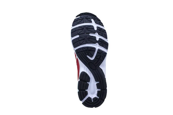 Black Sole Sneakers White Stripes White Background — Stock Photo, Image