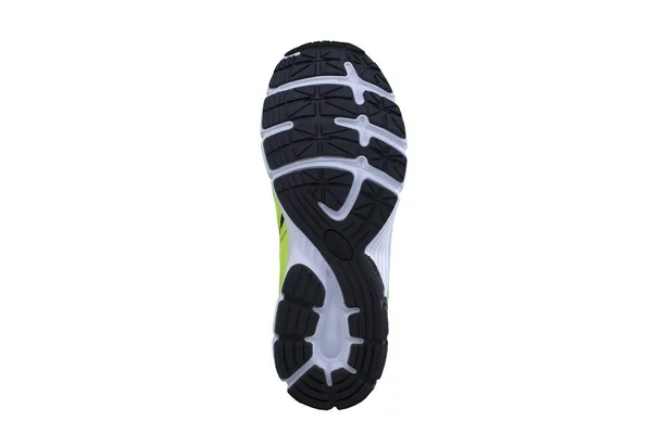 Black Sole Sneakers White Stripes White Background — Stock Photo, Image