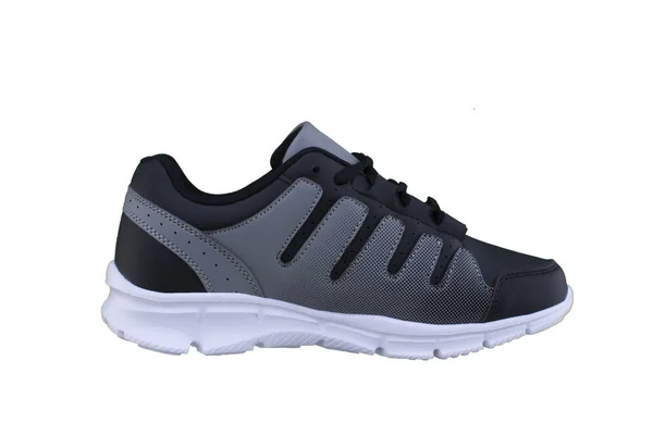 Sneakers Black Gray Accents White Sole Sport Shoes White Background — Stock Photo, Image