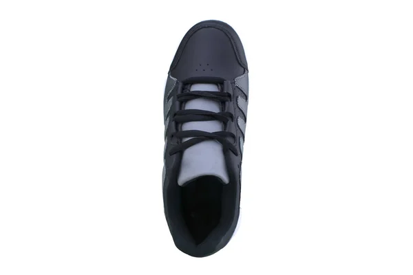Cipők Fekete Szürke Ékezetes Egy Fehér Egyetlen Sportcipők Fehér Alapon — Stock Fotó