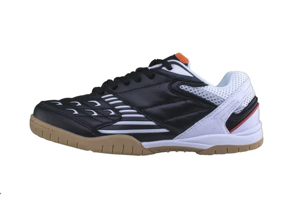 Sneakers Nere Con Inserti Colore Suola Bianca Scarpe Sportive Sfondo — Foto Stock