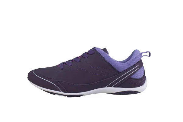 白色鞋底的运动鞋紫色 白色背景运动鞋 — 图库照片
