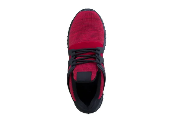 Sneakers Zwart Rood Sport Schoenen Witte Achtergrond — Stockfoto