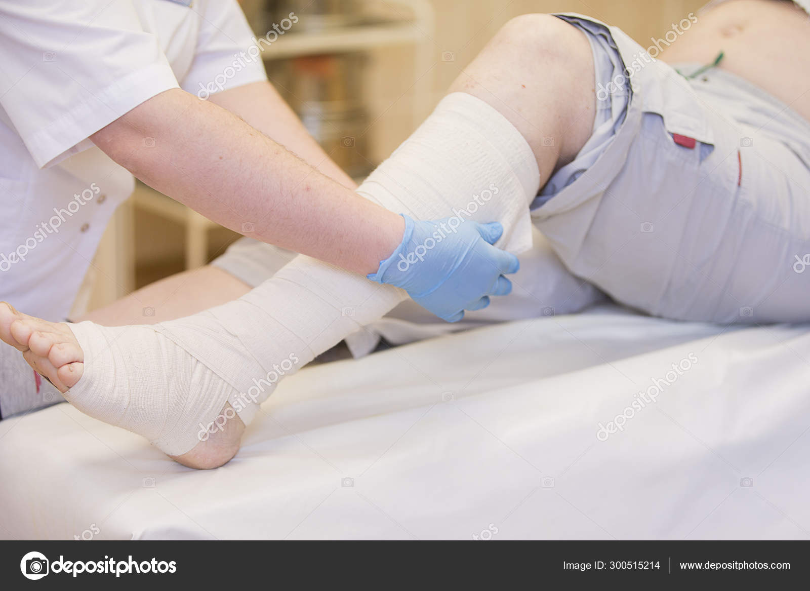 Nurse Bandages Leg Fracture Human Lower Limbs Treatment Broken Bones