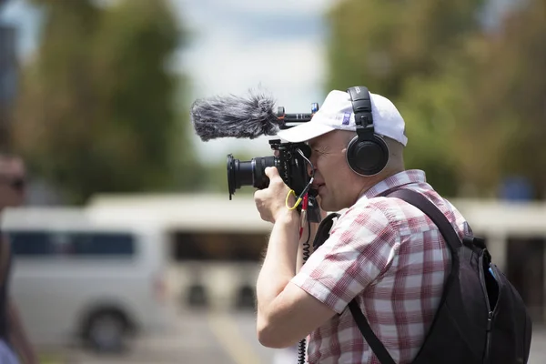 Білорусь Місто Гімель Липня 2019 Року Youth Festival Videographer Працює — стокове фото