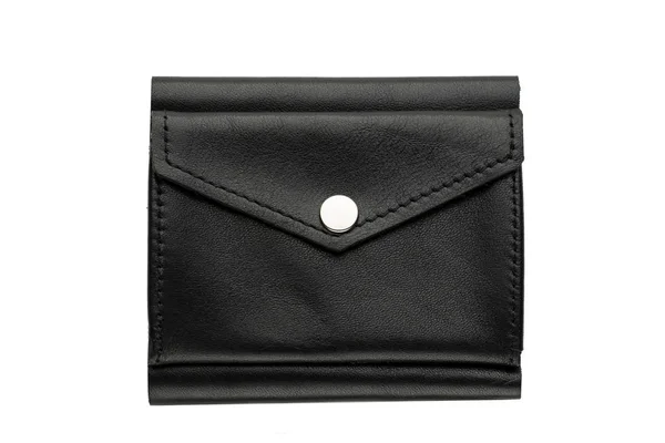白色背景上的黑色男性钱包 紧凑型钱包 — 图库照片