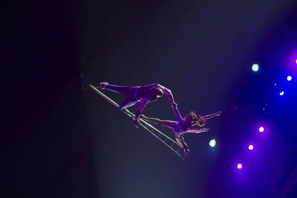 Bělorusko Město Goamel Dubna2019 Cirkus Iluze Smíchu Nebezpečné Akrobatické Číslo — Stock fotografie