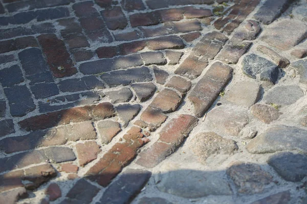 Steinstraße Pflaster Feldsteinpflaster — Stockfoto