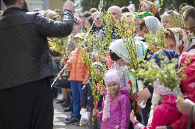 Beyaz Rusya, Gomel, 21 Nisan 2019. Palm Pazar bir kilise tatil