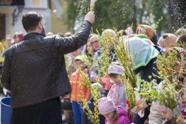 Beyaz Rusya, Gomel, 21 Nisan 2019. Palm Pazar bir kilise tatil