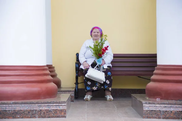 Belarus Gomel April 2019 Palm Sunday Church Holiday Woman Scarf — Stock Photo, Image