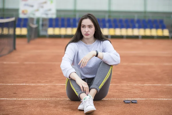 Hermosa Joven Estadio Para Tenis Sports Mujer — Foto de Stock