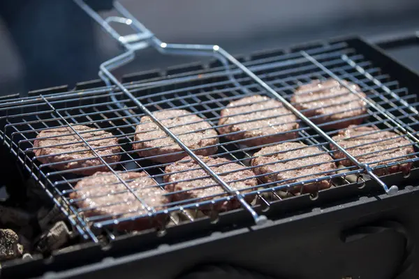 Smažené Masové Placičky Hamburger Grilované Maso Kousek Masa Kouři — Stock fotografie