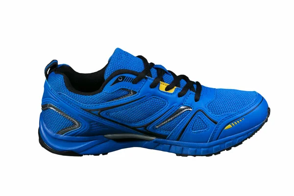 Blue Sneaker Yellow Accents Isolated Sports Shoes — Stock Photo, Image