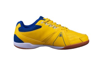 Mavi aksanlı sarı spor ayakkabılar..