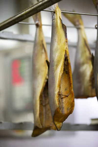 Smoked Mackerel Close Fishing Industry Mackerel Smoking Oven — Stock Photo, Image