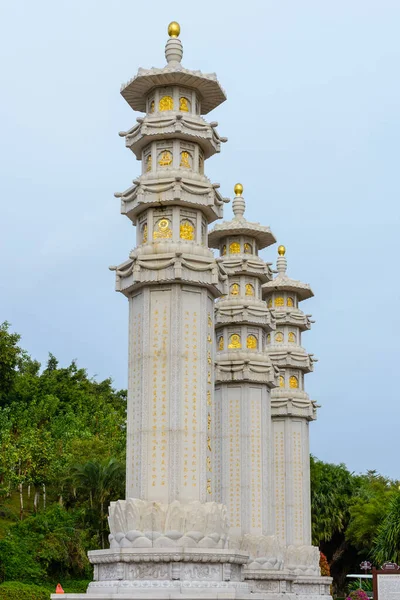 Sanya Hainan China Februari 2020 Boeddhistische Stenen Pilaren Gebedskolommen Het — Stockfoto