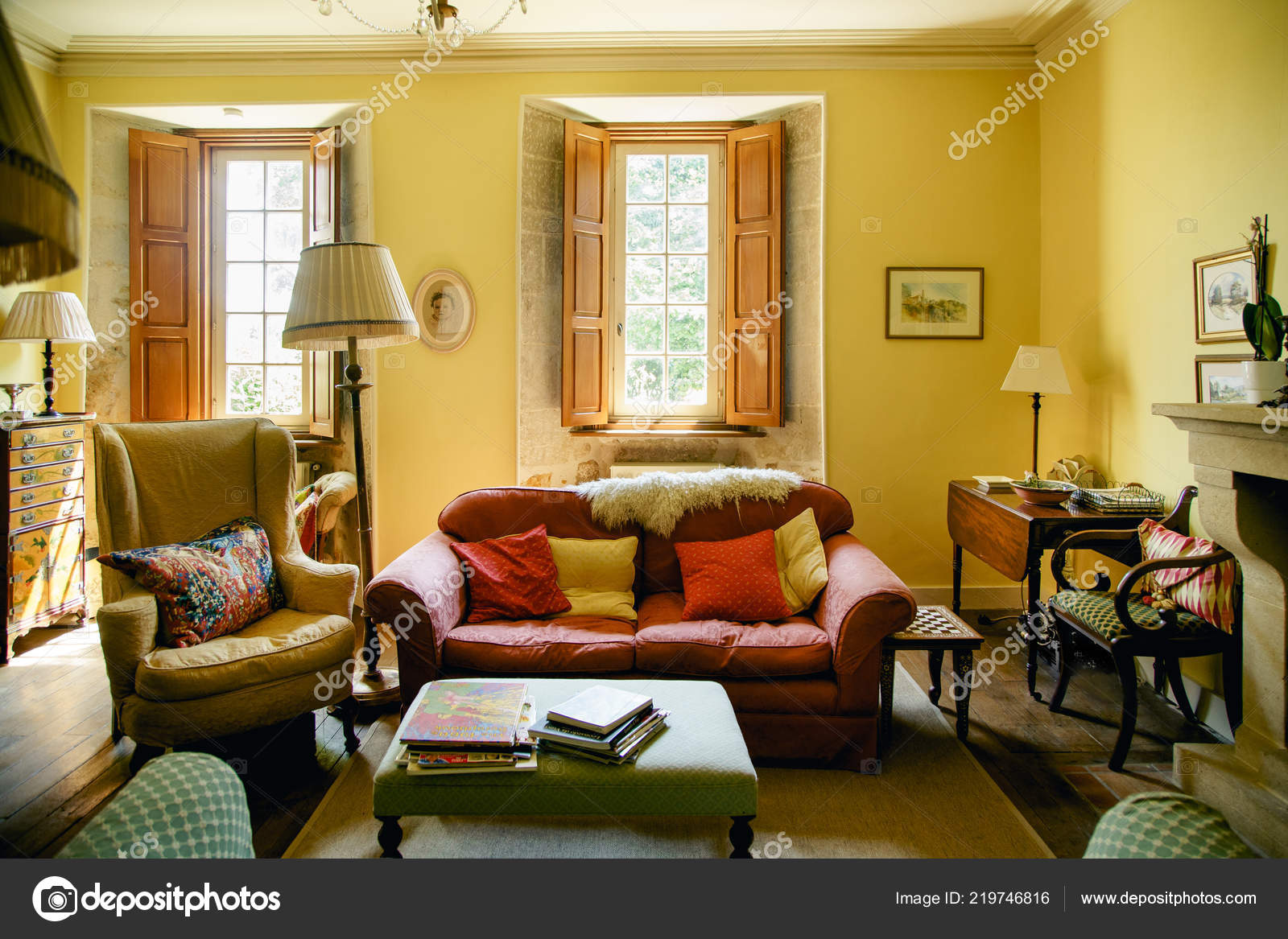 Poitiers France August 2018 Living Room Interior Vintage French