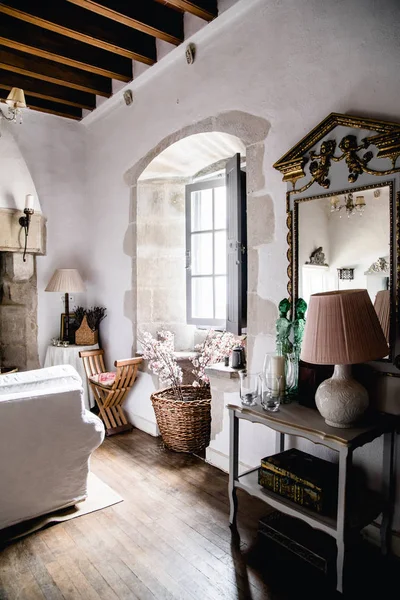 Poitiers France August 2018 Living Room Interior Vintage French Style — стоковое фото