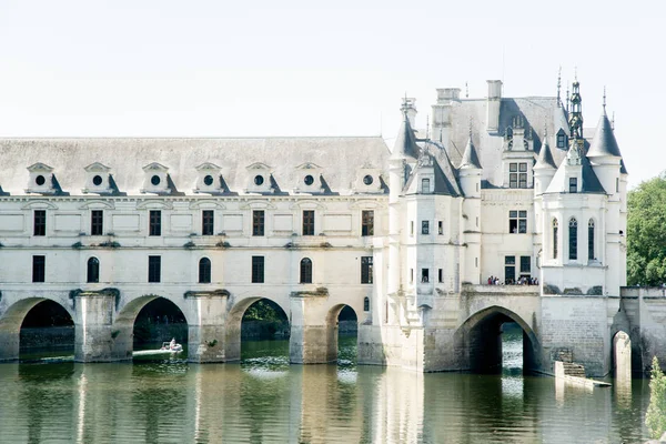 Vista Exterior Del Castillo Francés Chenonceau Valle Del Loira Día — Foto de Stock