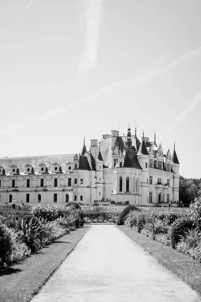 Vista Exterior Del Castillo Francés Chenonceau Valle Del Loira Día — Foto de Stock