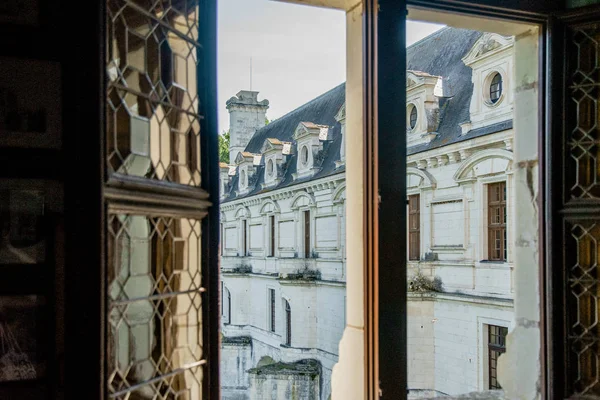 Vista Janela Castelo Francês Chenonceau Loire Valley Dia Ensolarado — Fotografia de Stock