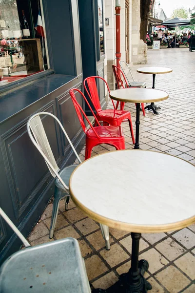 Frans Street Café Met Ronde Tafels Stoelen — Stockfoto