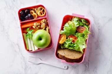 Salata ve sağlıklı gıda iş ve okul için öğle yemeği kutusu 