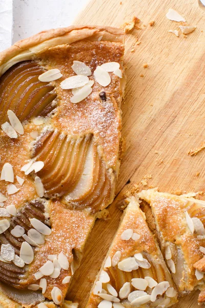 Tarta Con Peras Escalfadas Frangipane Almendras — Foto de Stock