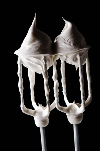 Mixer Whisks Beaten Meringue Dark Background — Stock Photo, Image