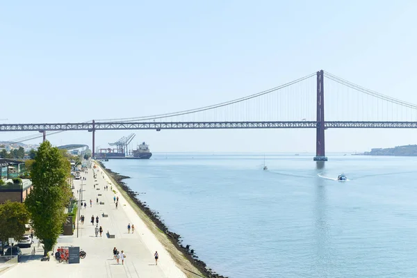 Lisbon Portugal September 2019 Pemandangan Sungai Tagus Lisbon Dan Jembatan — Stok Foto