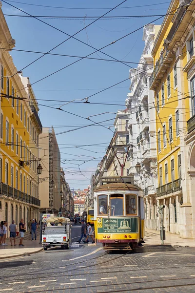 Lisboa Portugal Agosto 2019 Tranvía Praca Commercio Plaza Del Comercio — Foto de Stock